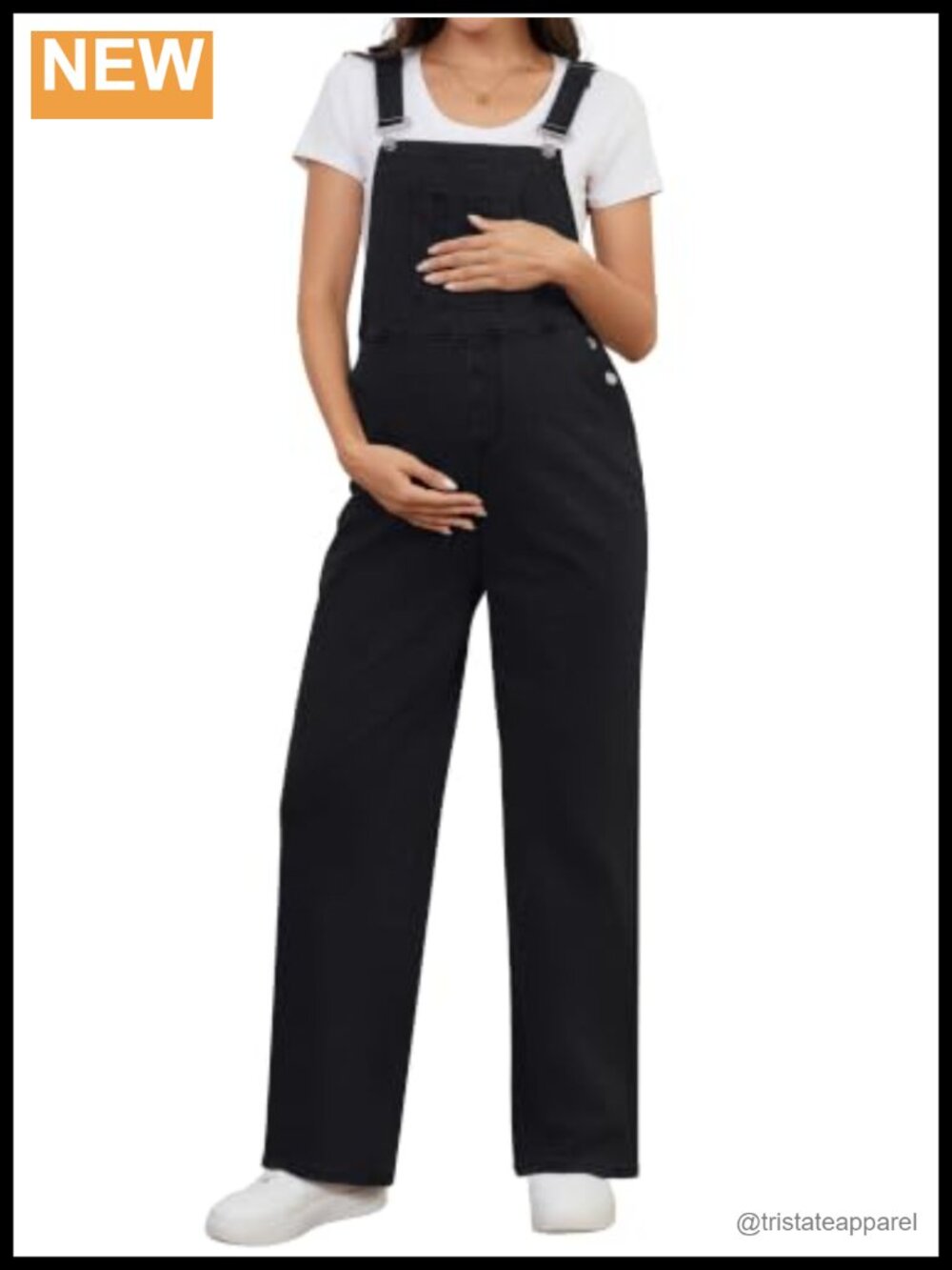 Maternity Denim Overalls Straight Leg Pregnancy Jumpsuit Adjustable Buttons